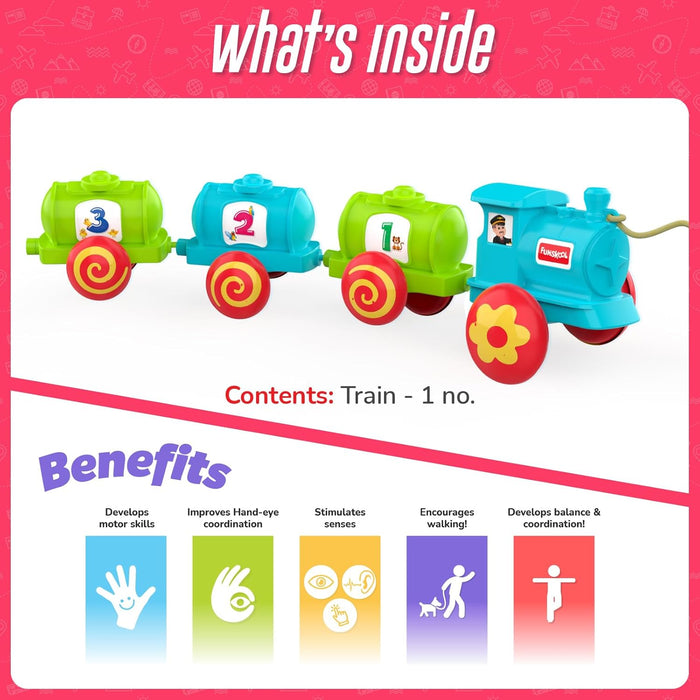 Giggles Funskool Wobble Train Express, Fun & Development Toy for Babies, Encourage Walking, Improve Balance & Coordination, Stimulate Senses, Multicolor, Gift Set for Kids, Age 18+ Months
