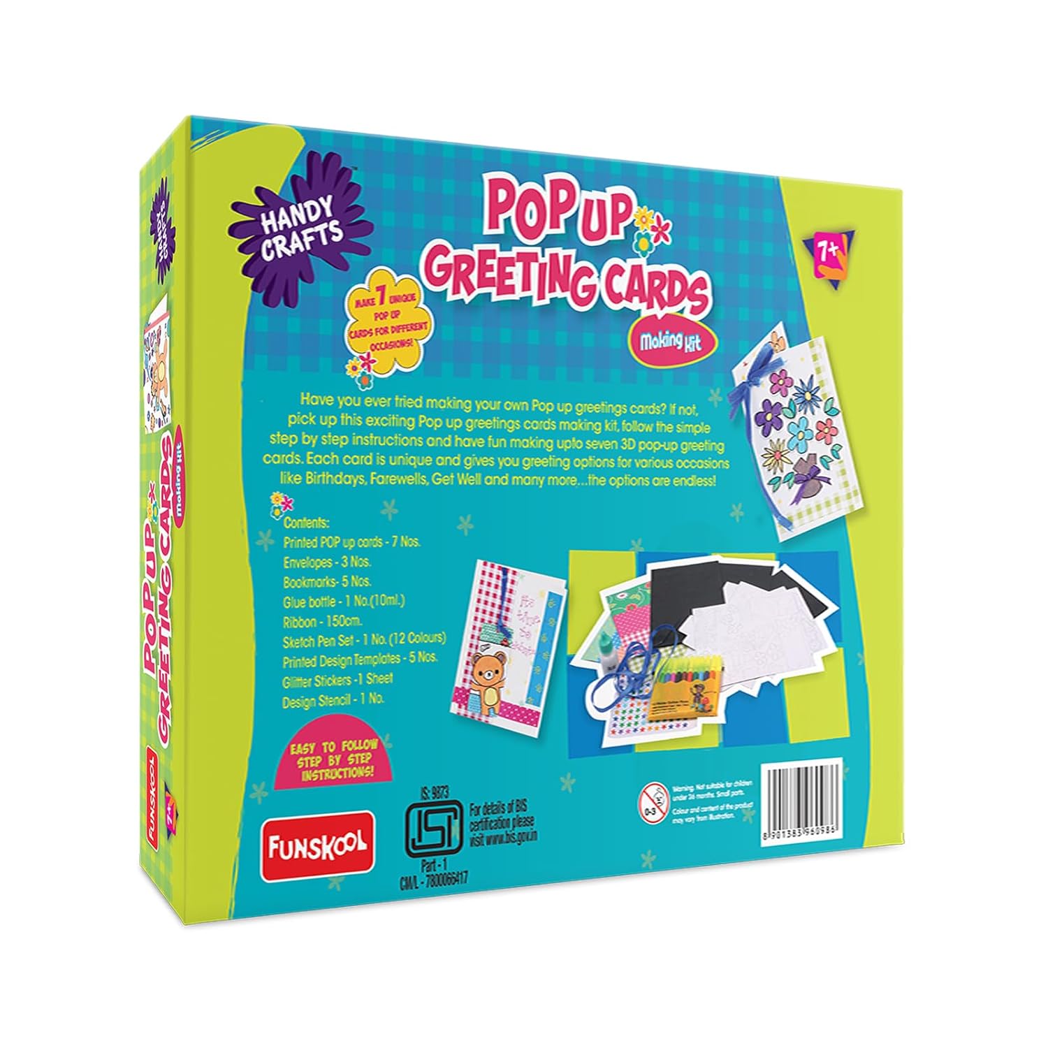 Funskool Paper Handycrafts Pop Up Greeting Cards , Diy Greeting Cards , Make Your Own 3D Greeting Cards , 7 Years +,Multicolor