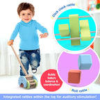Funskool Giggles Rattle Strider Wooden,Push Along Toy, with Detachable Handle, Ideal for Toddlers, Playful Kid Toy, 18months and Above