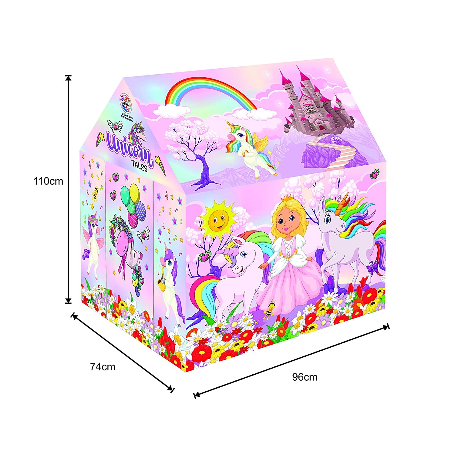 Play Tent House Jumbo Size, Light Weight for Kids 3-10 Years Girls and Boys (Unicorn Kingdom)