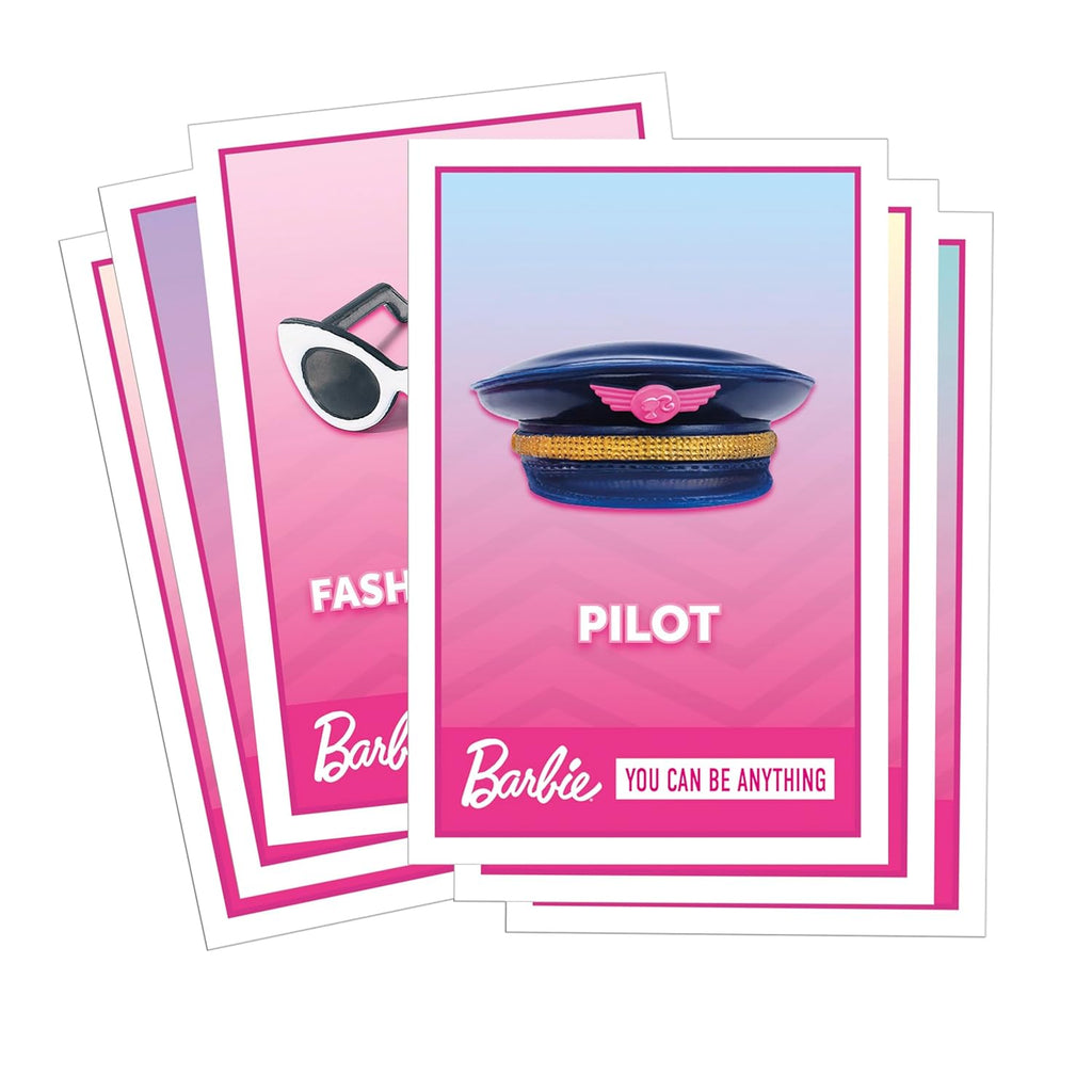 Monopoly: Barbie Edition Board Game, Ages 8+, 2-6 Players, Fun Family Games for Kids and Adults, with 6 Barbie-Themed Pink Zinc Tokens, Kids Gifts