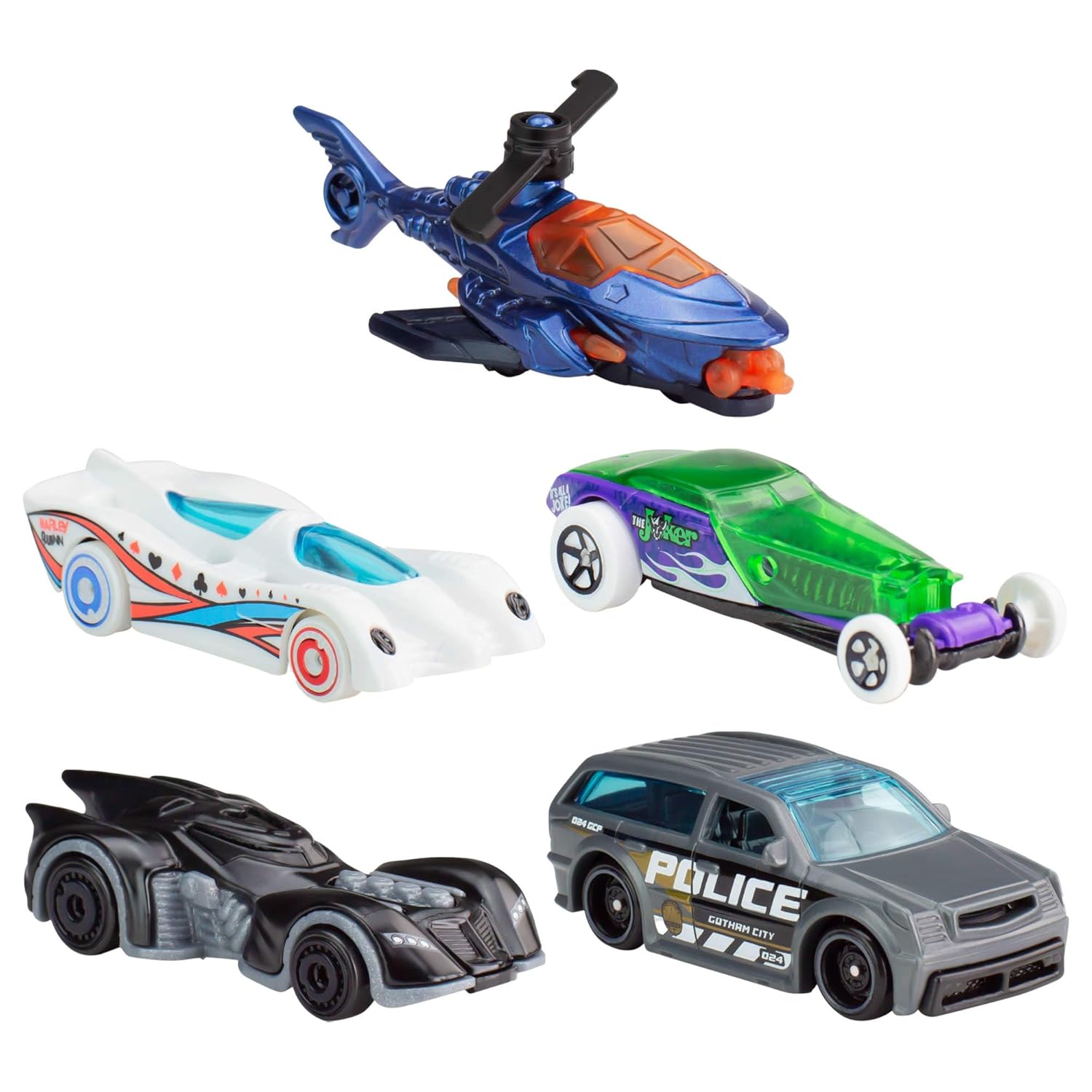 Hot Wheels 1:64 Scale Toy Cars, Set of 5 Batman-Themed Vehicles