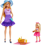 Barbie Family & Friends Dolls & Accessories Playset, Picnic-Themed Playset with Fashion & Small Dolls, Plus 9 Pieces Including Food