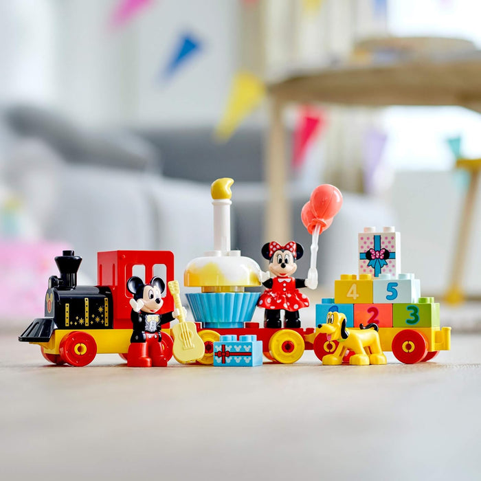 LEGO DUPLO Disney Mickey & Minnie Mouse Birthday Train - Building Toys for Toddlers with Number Bricks, Cake and Balloons, Early Learning and Motor Skill Toy, Great Gift for Girls, Boys Ages 2+, 10941