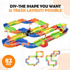 Mirana Block Rider Toy Train Set with Colorful & Multiple Track Layout, USB Rechargeable Type-C Engine, Various Sound Modes - Vande Bharat, Rajdhani, Delhi Metro, Kids 2-8 Years (Medium - 82 Pcs)