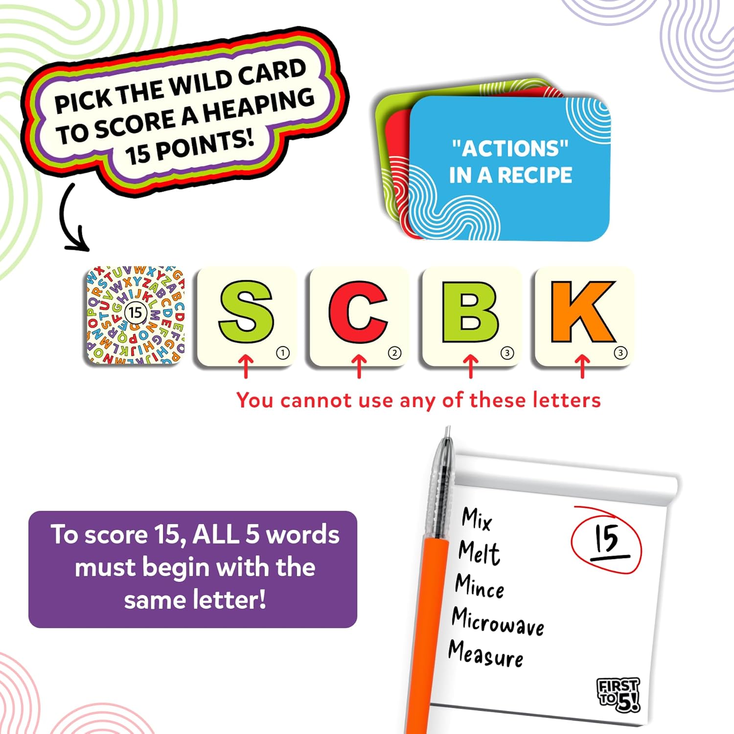 Skillmatics Card Game - First to 5, Quick Category Game with a Twist, Family & Party Game, Gifts for Kids, Teens, Adults Ages 8, 9, 10 & Up, 2-8 Players