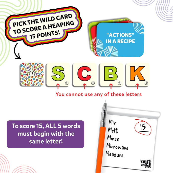 Skillmatics Card Game - First to 5, Quick Category Game with a Twist, Family & Party Game, Gifts for Kids, Teens, Adults Ages 8, 9, 10 & Up, 2-8 Players