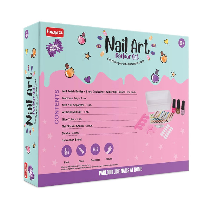 Funskool Handycrafts Nail Art Parlour Set, Manicure Kit, Pamper your nails, Nail Polish, Art and Craft Kit, Ages 6 Years and Above, Multicolour