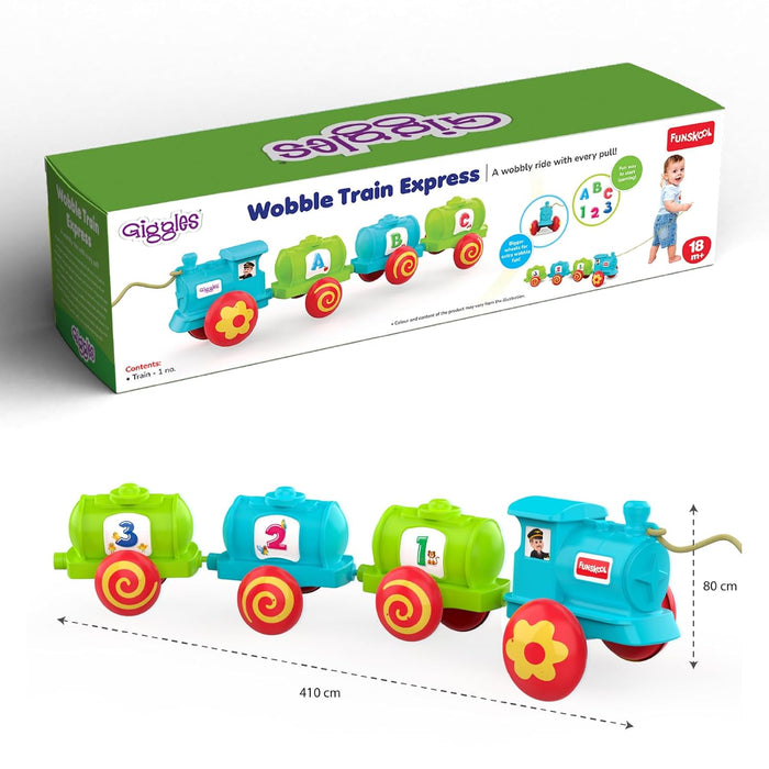 Giggles Funskool Wobble Train Express, Fun & Development Toy for Babies, Encourage Walking, Improve Balance & Coordination, Stimulate Senses, Multicolor, Gift Set for Kids, Age 18+ Months