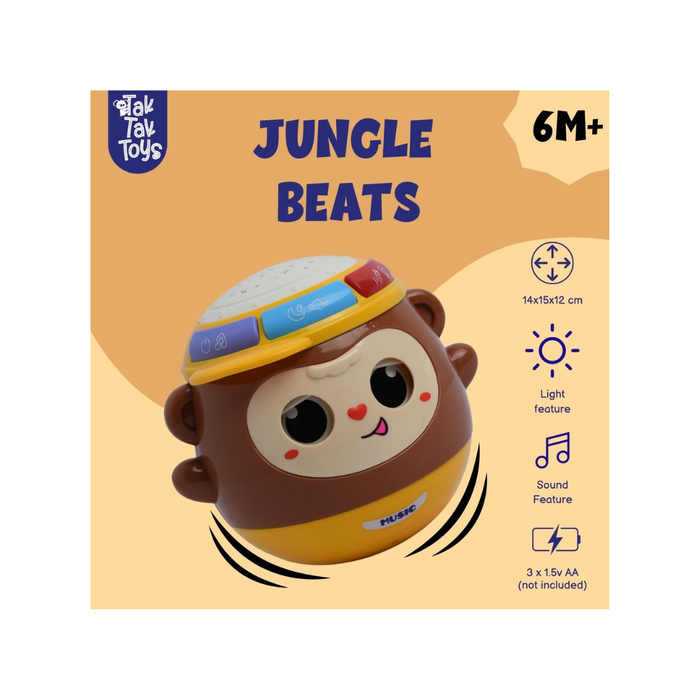 Nubo Jungle Beats Sound Toy for Babies and Toddlers, Interactive Peek-a-Boo Eyes, Tumbler Toy with Light, Music and Rhymes for Infants, Best for Kids Gifting Age 6 Months+