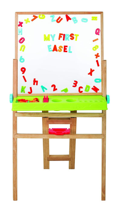 Funskool Giggles - My First Easel , Education toy for kids 3 years, Wooden and magnetic, 4 in 1 Double Sided Wooden Easel Board , Multicolour with Alphabet & Numbers , 3 Years & above , Preschool toys