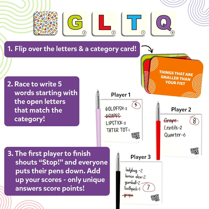 Skillmatics Card Game - First to 5, Quick Category Game with a Twist, Family & Party Game, Gifts for Kids, Teens, Adults Ages 8, 9, 10 & Up, 2-8 Players