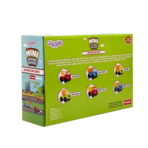 Funskool Giggles - Mini Vehicles-Construction Series Gift Pack of 6 (Combo), Multicolor