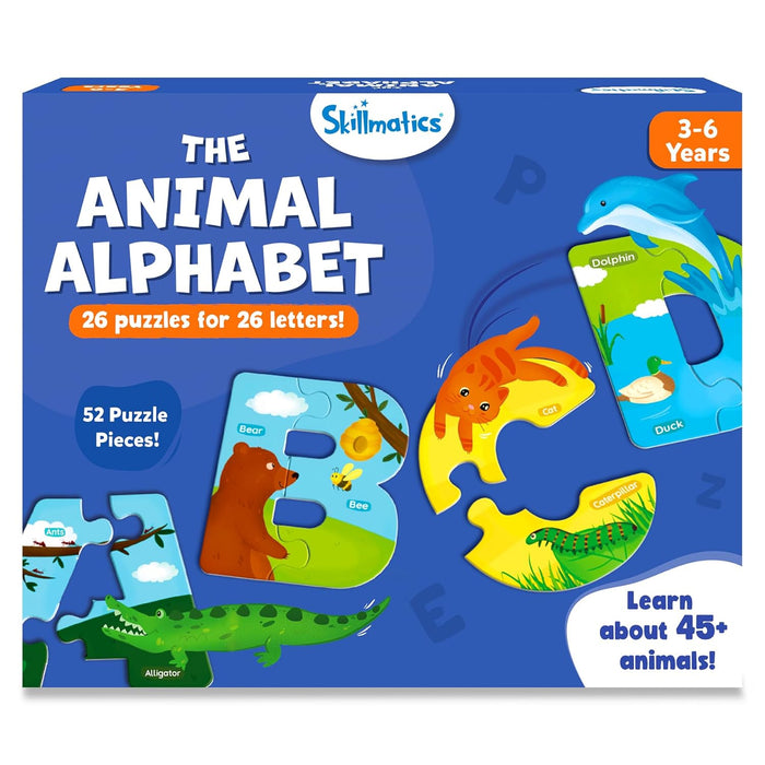 Skillmatics Animal Alphabet Puzzle - 52 Piece Jigsaw Puzzle for Toddlers, Preschoolers, Educational Toy for Learning ABCs and Letters, Gifts for Boys & Girls Ages 3, 4, 5, 6