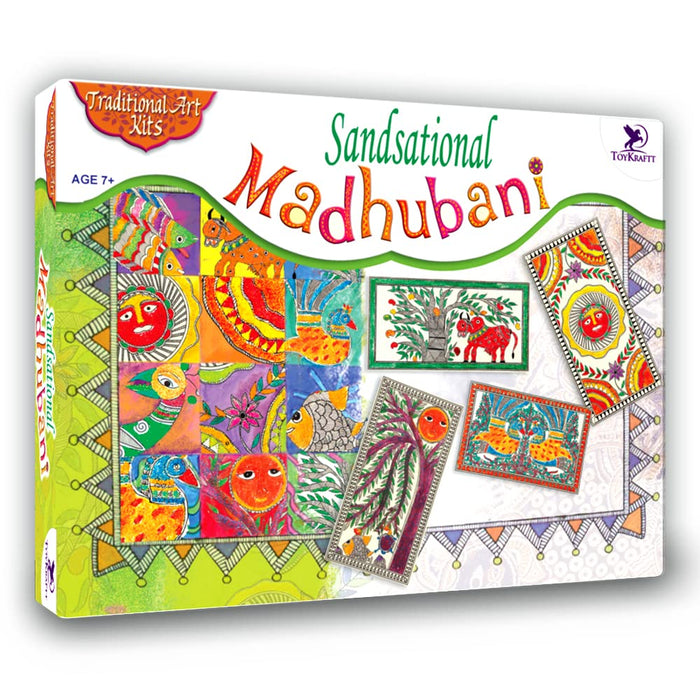 ToyKraft Sand Art Kit for Kids, Sandsational Madhubani Design, Art & Craft Set, Sand Art Maker