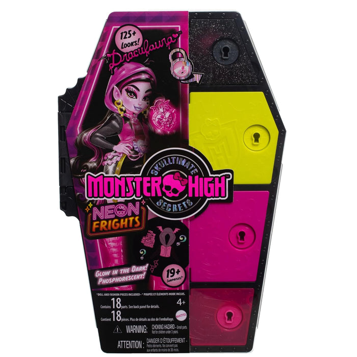 Monster High™ Doll and Fashion Set, Draculaura™ Doll, Skulltimate Secrets™: Neon Frights™, Dress-Up Locker with 19+ Surprises