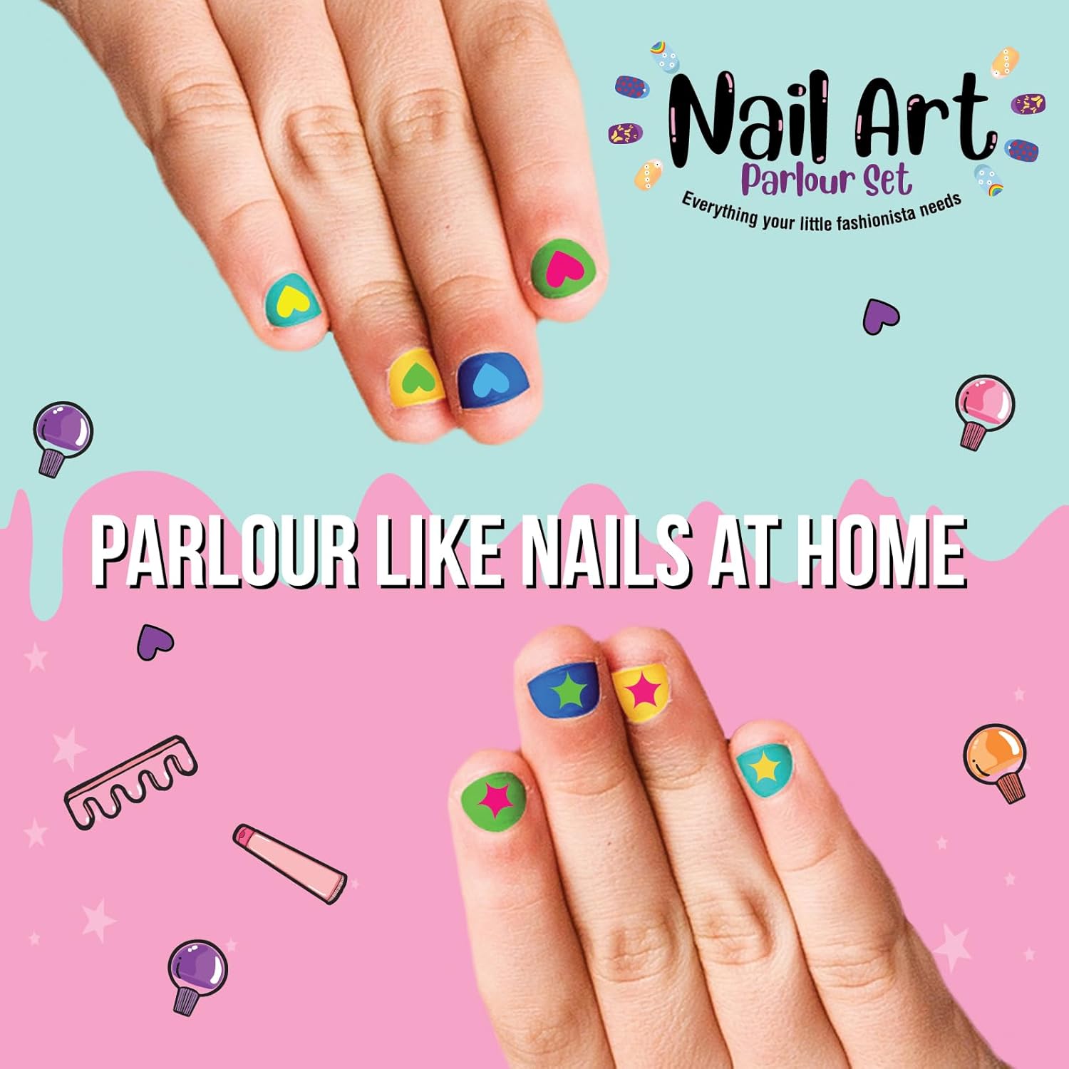Funskool Handycrafts Nail Art Parlour Set, Manicure Kit, Pamper your nails, Nail Polish, Art and Craft Kit, Ages 6 Years and Above, Multicolour
