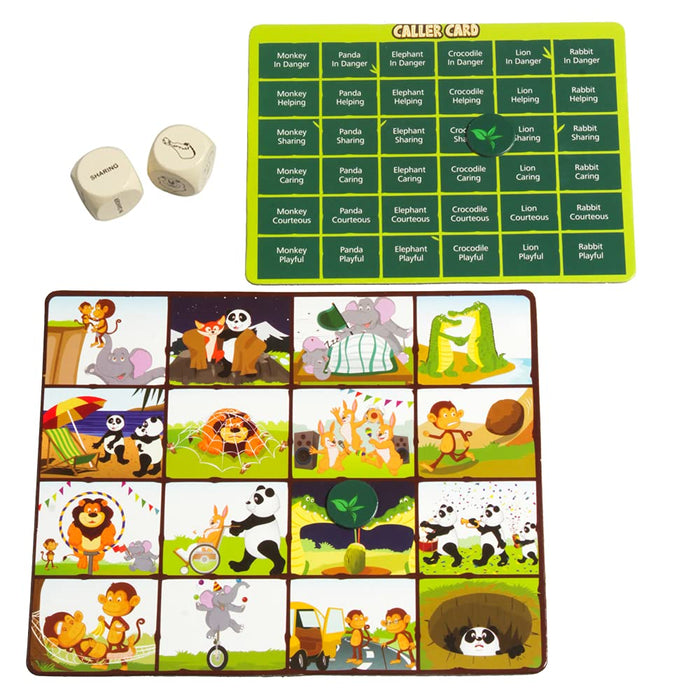 Chalk and Chuckles A Day in The Jungle, Fun Animal Bingo Board Game for Kids Age 4-7, Gift for Boys and Girls 5+ Years