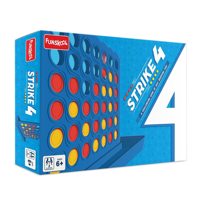 Funskool Games, Strike 4, Classic disc Dropping Game, 4 in a Row, Connect Game, Family Games, Strategy Board Games, Toys for Kids and Adults, 2 Players, Ages 6 Years and Above, Multicolour