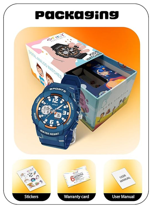 SPIKY Analog Digital Sports Watch for Kids | Multifunctional, Dual Time & Luminous Display | Water-Resistant & Silicone Strap | Best Birthday Gift Wrist Watches for Girls & Boys | Age 2-14 yrs