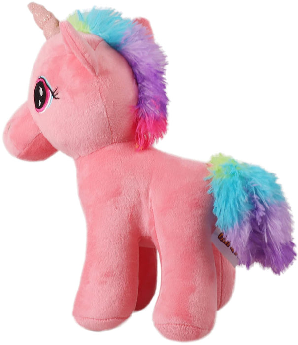 Mirada Enchanting Rainbow Coral Unicorn Soft Toy for Girls/Kids | Floppy and Glittery with Sparkling Horn