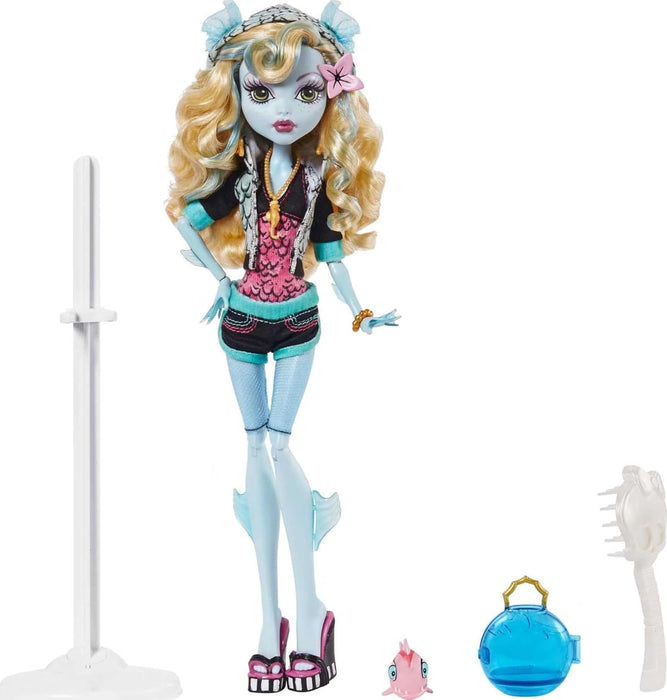 Monster High™ Lagoona Blue Reproduction Doll (10.5 in) Wearing Original Fashion & Shoes, with Pet, Doll Stand & Accessories, Gift for Collectors