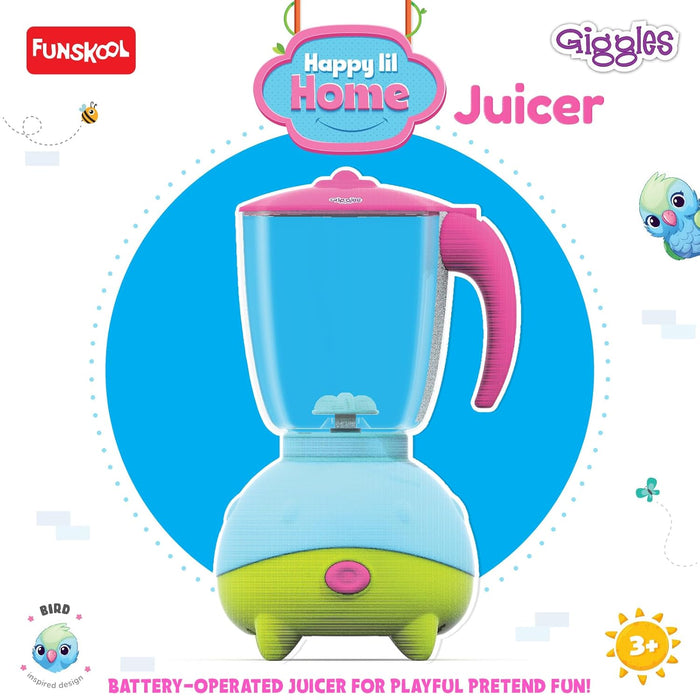 Funskool Giggles Playset Happy Lil Home-Juicer, Bird Inspired Pretend Role-Play Toy with Electronic Sounds,Mixer Blade,for Kids 3 Year Old & Above.