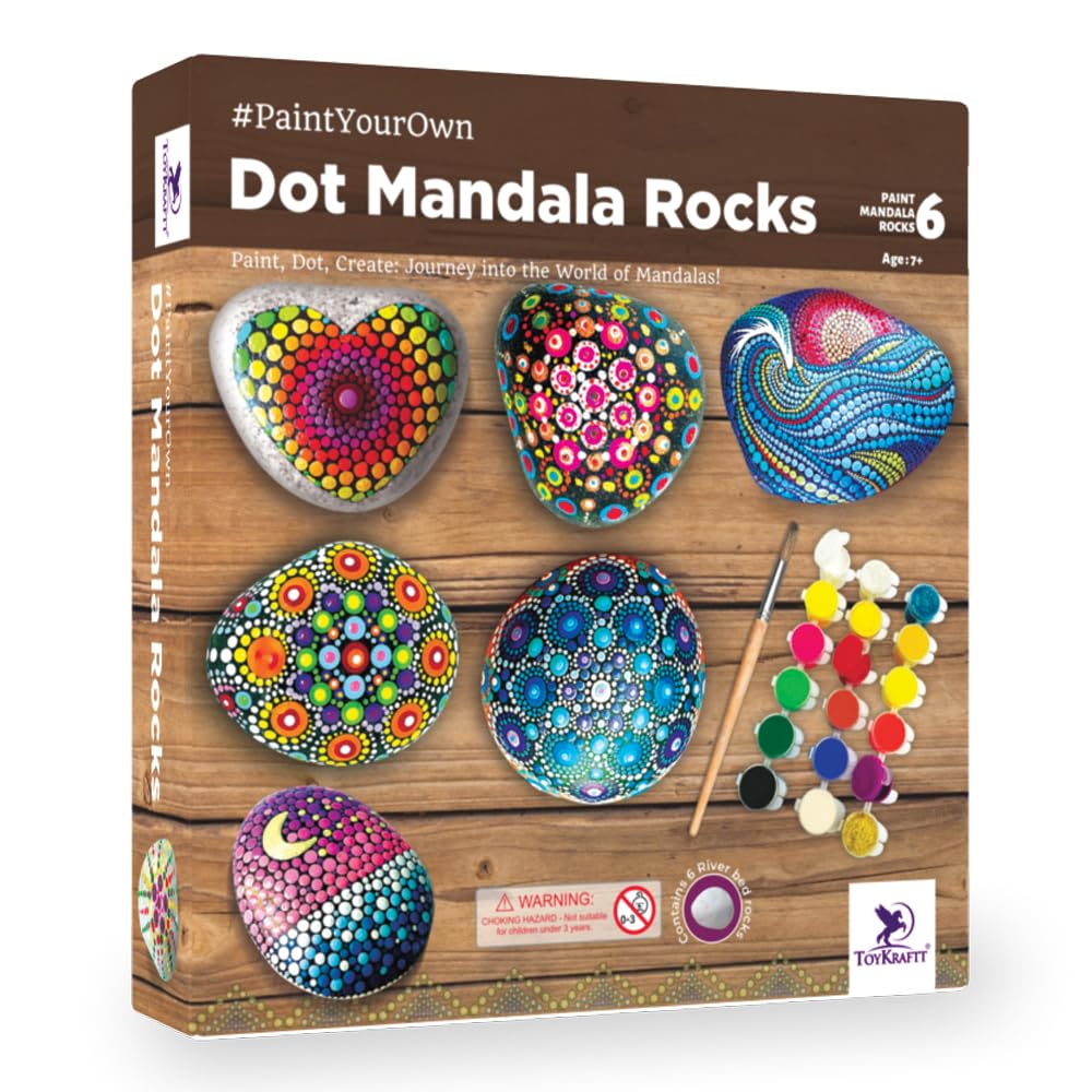 TOYKRAFTT Stone Rock Painted Dot Mandalas Painting Kit for Kids| Mandala Art Kit for Kids Gift for Boys Girls Multicolor