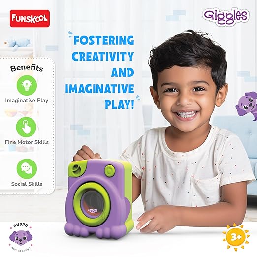 Giggles Funskool Happy Lil Home Washing Machine, Electronic Pretend Playset Toy for Kids with Rotating Drum, Encourages Learning & Development, Fun Activity Gift Set for Kid, Age 3+ Years