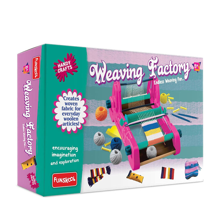 Funskool Handycrafts Weaving Factory, Weaving Loom, Weave Your own Fabric, Portable Weaving Machine, Art and Craft Kit, DIY Kit