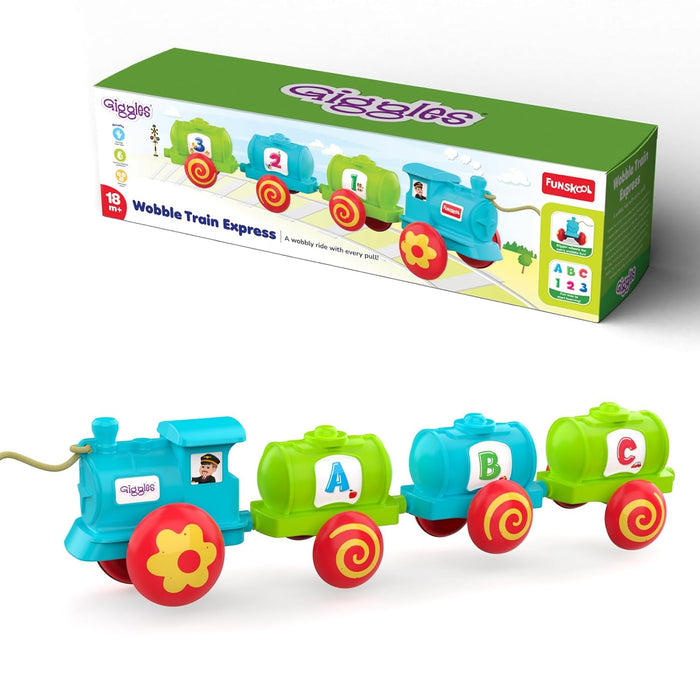 Giggles Funskool Wobble Train Express, Fun & Development Toy for Babies, Encourage Walking, Improve Balance & Coordination, Stimulate Senses, Multicolor, Gift Set for Kids, Age 18+ Months