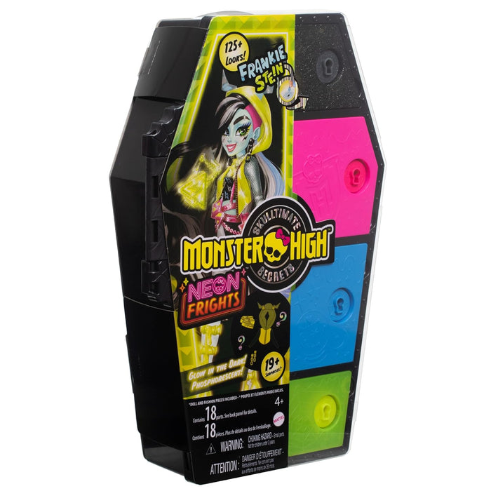 Monster High™ Doll and Fashion Set, Frankie Stein™ Doll, Skulltimate Secrets™: Neon Frights™, Dress-Up Locker with 19+ Surprises