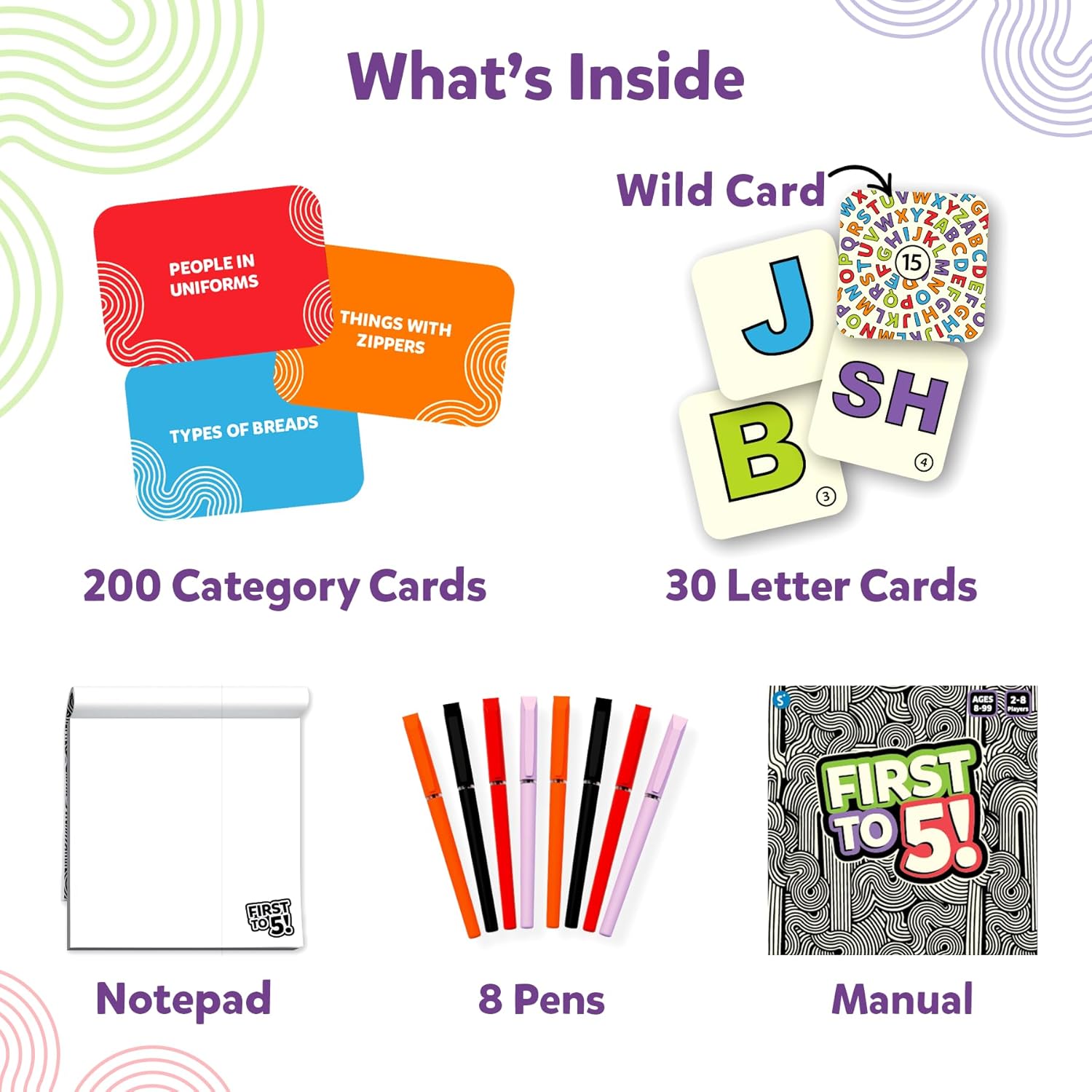 Skillmatics Card Game - First to 5, Quick Category Game with a Twist, Family & Party Game, Gifts for Kids, Teens, Adults Ages 8, 9, 10 & Up, 2-8 Players