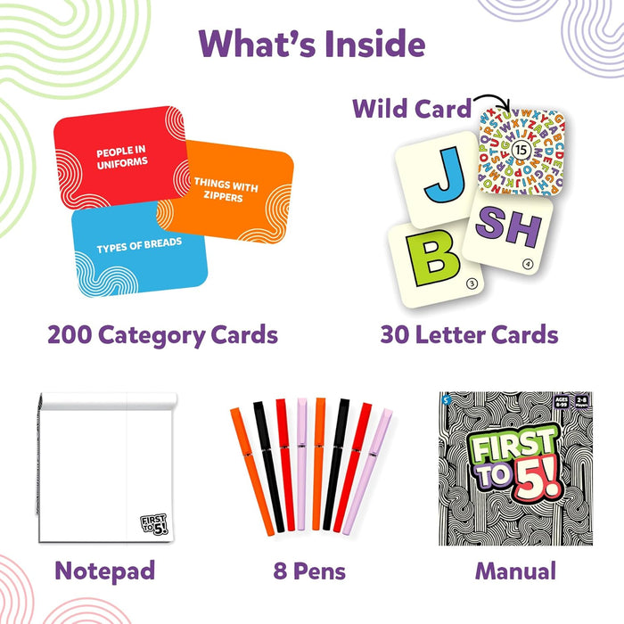 Skillmatics Card Game - First to 5, Quick Category Game with a Twist, Family & Party Game, Gifts for Kids, Teens, Adults Ages 8, 9, 10 & Up, 2-8 Players