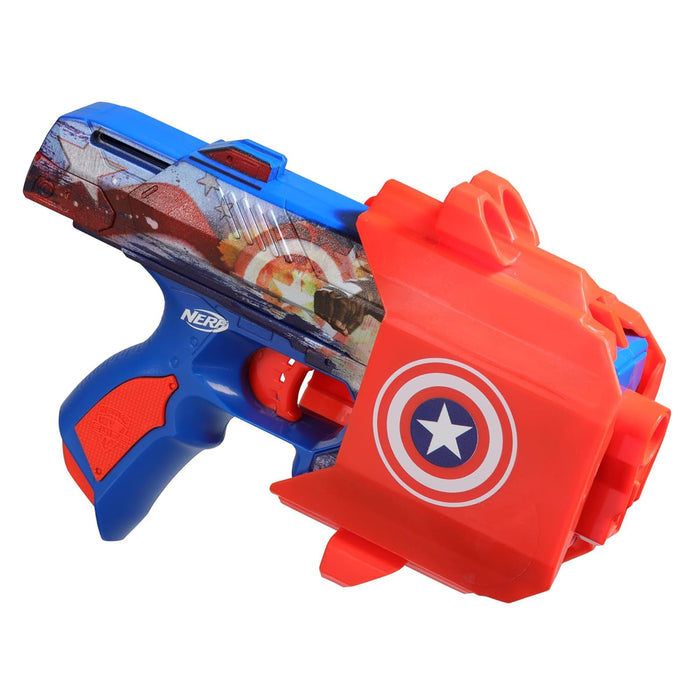 Nerf Marvel Captain America Dart Blaster, 10 Nerf Elite Darts, Holster, Toy Foam Blasters for 8 Year Old Boys & Girls & Up