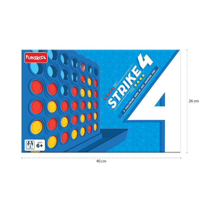 Funskool Games, Strike 4, Classic disc Dropping Game, 4 in a Row, Connect Game, Family Games, Strategy Board Games, Toys for Kids and Adults, 2 Players, Ages 6 Years and Above, Multicolour