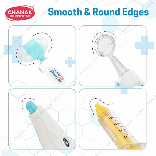 Chanak Premium Doctor Set Suitcase for Kids, Doctor Set with LED Light Instruments, Pretend Play Set for Kids Above 3 Years, 10 Piece Doctor Kit for Boys & Girls, BIS Approved. (Blue Suitcase)