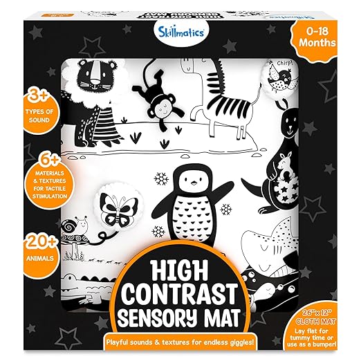 Skillmatics High Contrast Sensory Cloth Mat for Babies & Infants - Newborn Visual Stimulation, Observation Skills, Gifts for 0 to 18 Months, Multicolor