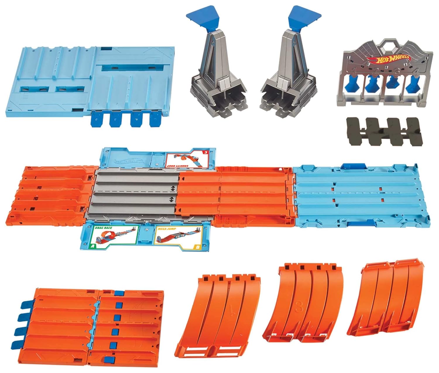 Hot Wheels City race crate GKT87 with 3 Stunts in 1 Set Portable Storage Ages 6 to 10