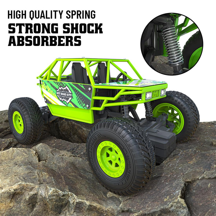 Mirana Duster 2WD Rock Crawler 4x4 | Rechargeable Offroad Monster Truck | High Speed ATV RC Car with Nitro Boost | Remote Control Car Toys for Kids | Made in India (2 Wheel Drive, Green)