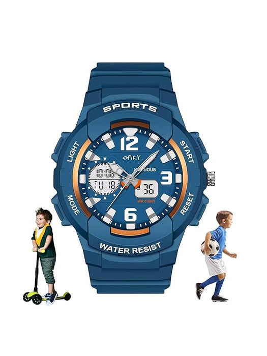 SPIKY Analog Digital Sports Watch for Kids | Multifunctional, Dual Time & Luminous Display | Water-Resistant & Silicone Strap | Best Birthday Gift Wrist Watches for Girls & Boys | Age 2-14 yrs