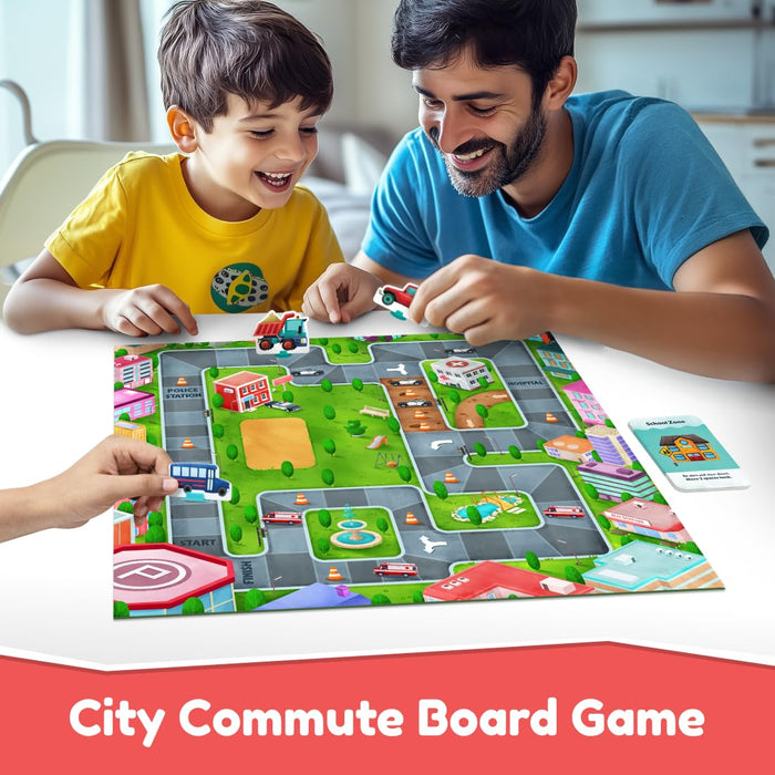 Bloomingo Board Game - Chaos Commute: Thrilling Traffic Adventure Game for Kids & Adults; Navigate Through Traffic Chaos & Reach Home First