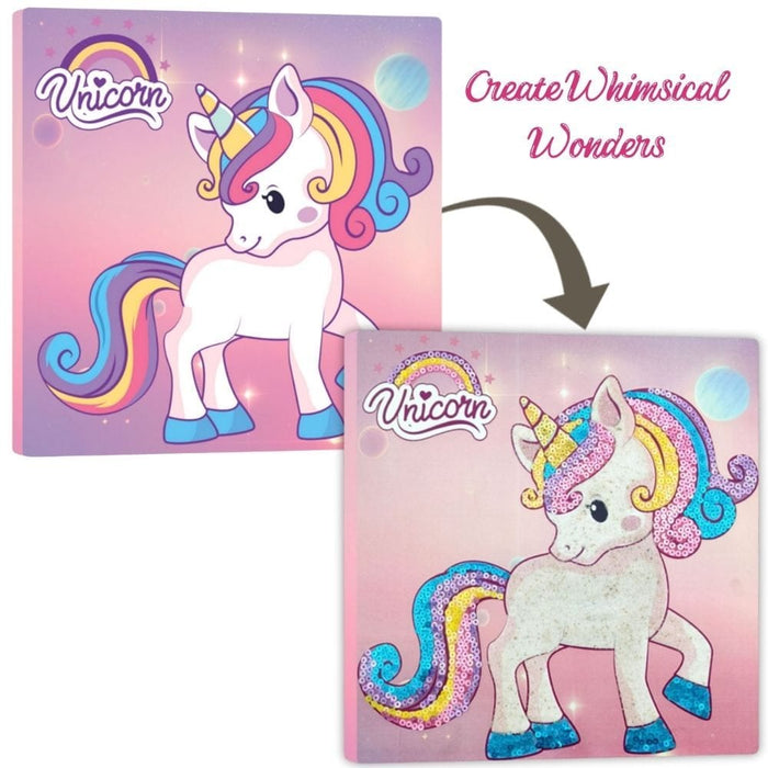 Sparkling Unicorns Magic Sand & Sequin Art & Craft Kit for Kids 5 Years & Above