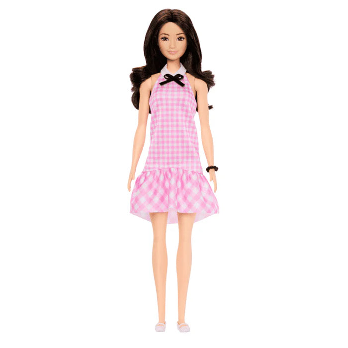 Barbie 65th Anniversary Collectible Fashion Doll -224 with Black Wavy Hair, Pink Gingham Dress