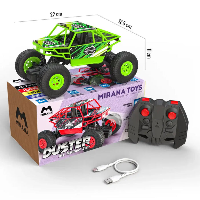 Duster 2x2 All Wheel Drive Remote Control Monster Truck - 50m+ Remote Control Range, 2000 mAh Rechargeable Battery, Luminous Headlights ( Remote Car )