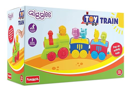 Giggles Kid Funskool - 2 In 1 Colourful Animal Pull Along Toy Train, Walking, Shape Sorting, Pretend Play Preschool Toys, Multicolour, 12 Months & Above