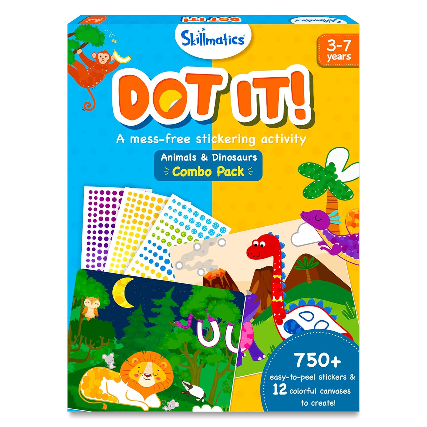 Skillmatics Art Activity - Dot It Combo, No Mess Sticker Art for Kids, Craft Kits, DIY Activity, Gifts for Boys & Girls,Travel Toys for Toddlers - Paper, Multicolor