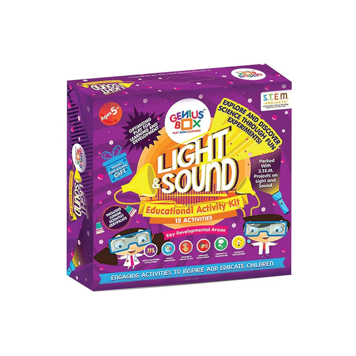 Genius Box - Play some Learning STEM Toy for 5+ Year Age: Light and Sound DIY,Activity Kit, Learning Kit, Educational Kit,Multicolor, Wood;Paper 15 Activity Kit