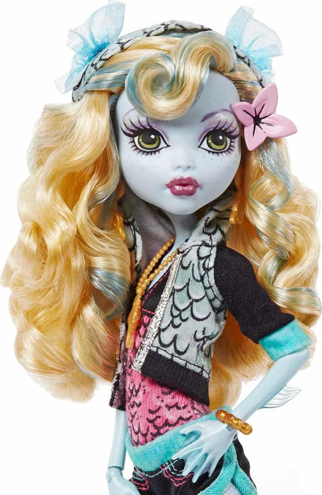 Monster High™ Lagoona Blue Reproduction Doll (10.5 in) Wearing Original Fashion & Shoes, with Pet, Doll Stand & Accessories, Gift for Collectors