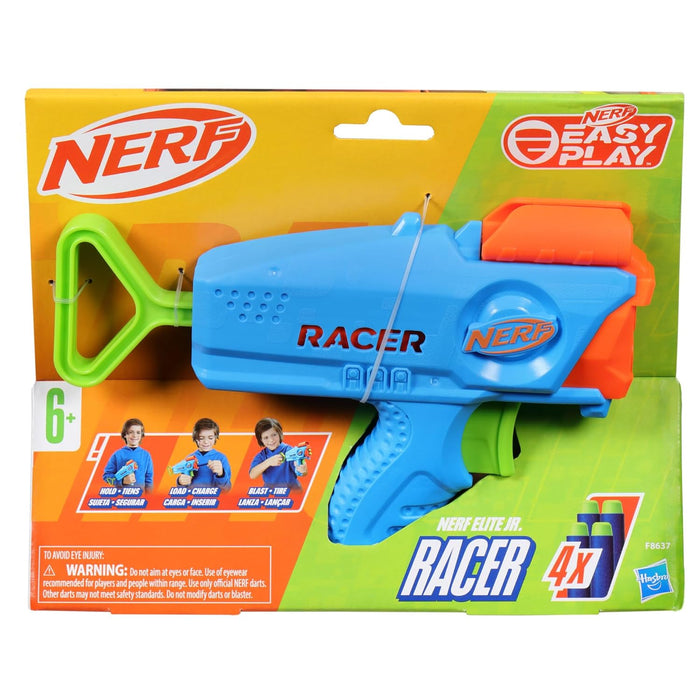 Nerf Elite Junior Racer Easy Play Dart Blaster, 4 Elite Darts, Outdoor Toys for 6 Year Old Boys & Girls